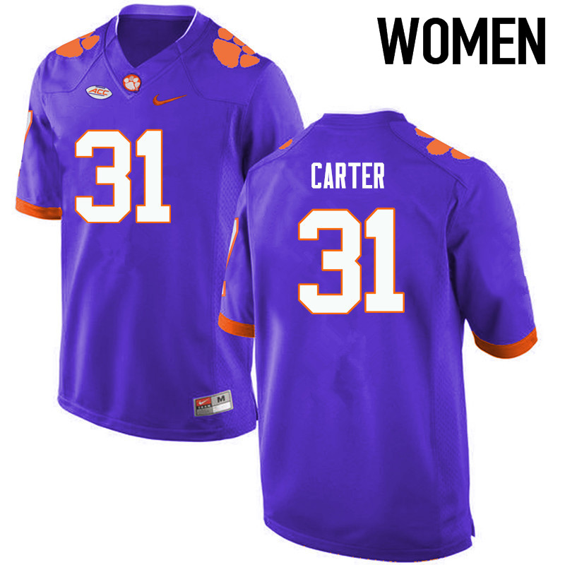 Women Clemson Tigers #31 Ryan Carter College Football Jerseys-Purple - Click Image to Close